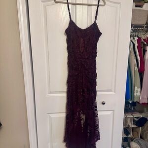 PrettyLittleThing Burgundy High Low Dress